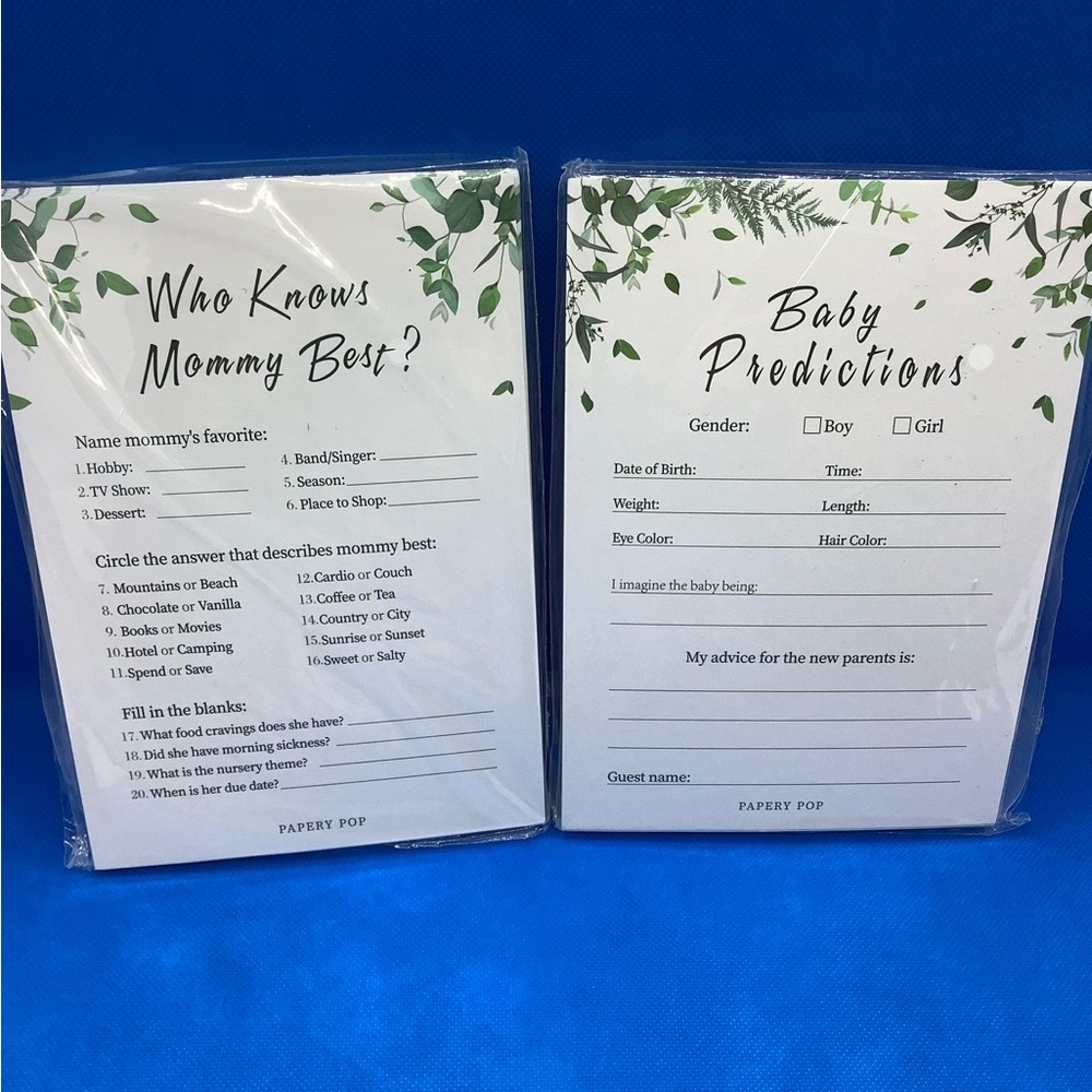 Baby Shower Game Cards